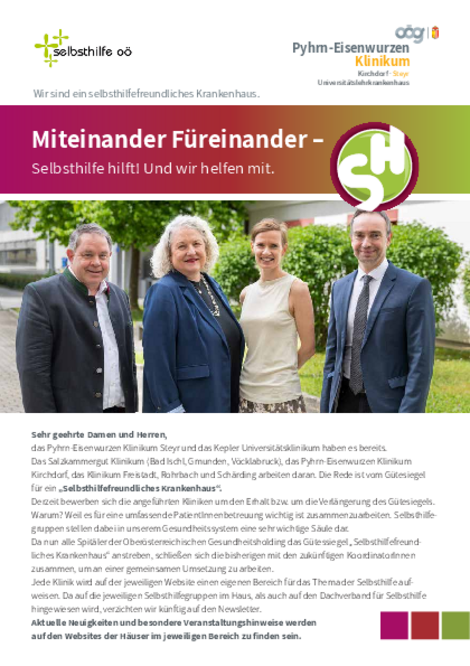 Newsletter über Selbsthilfefreundliches Krankenhaus und Demenz